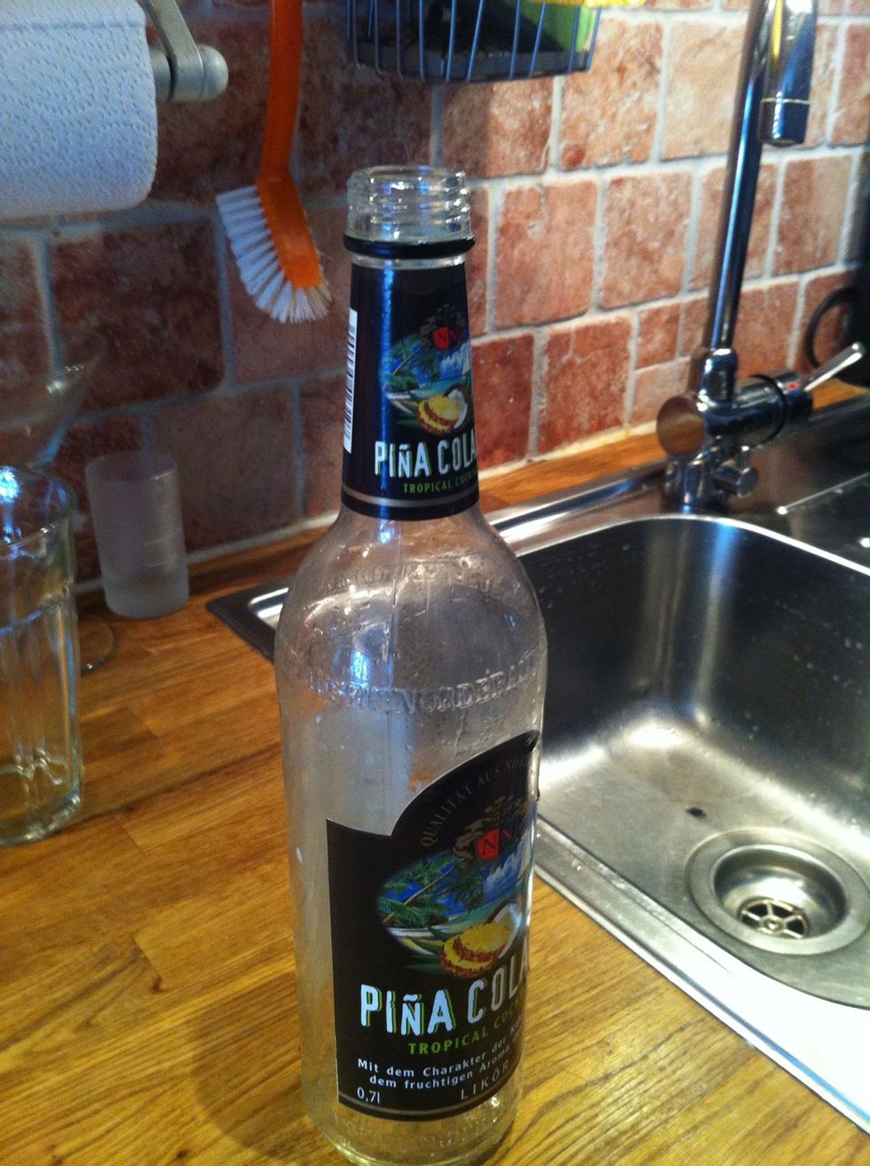 I used a pina colada bottle. Its not perfectly straight But that's not a big problem