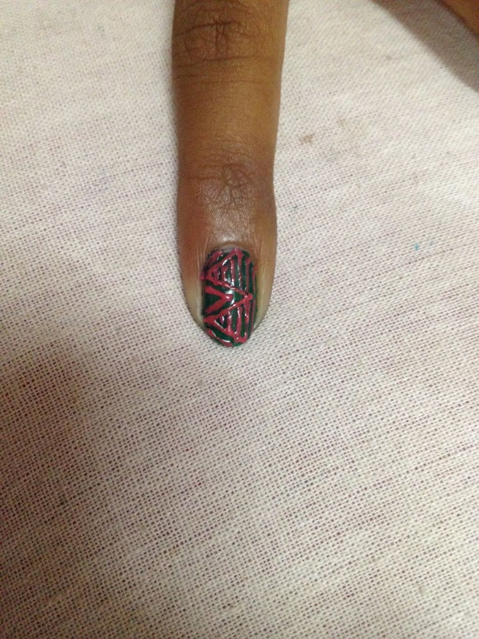 I used a pink for details but the green base is too dark so the pink doesn't pop!