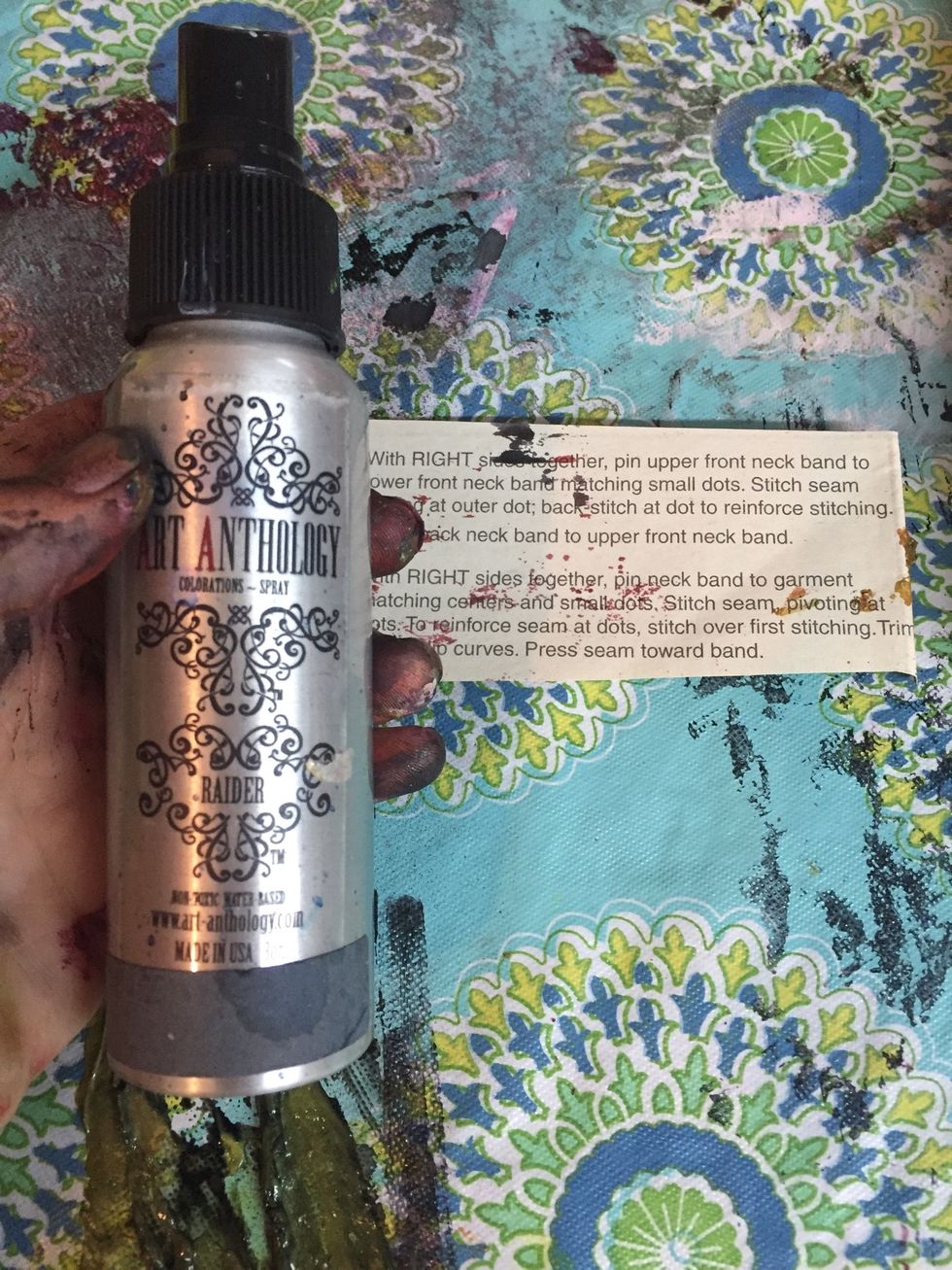 I used Art Anthology's Radar Colorations Spray and Inspired Grunge stencil to spray the word inspired on a scrap of paper.