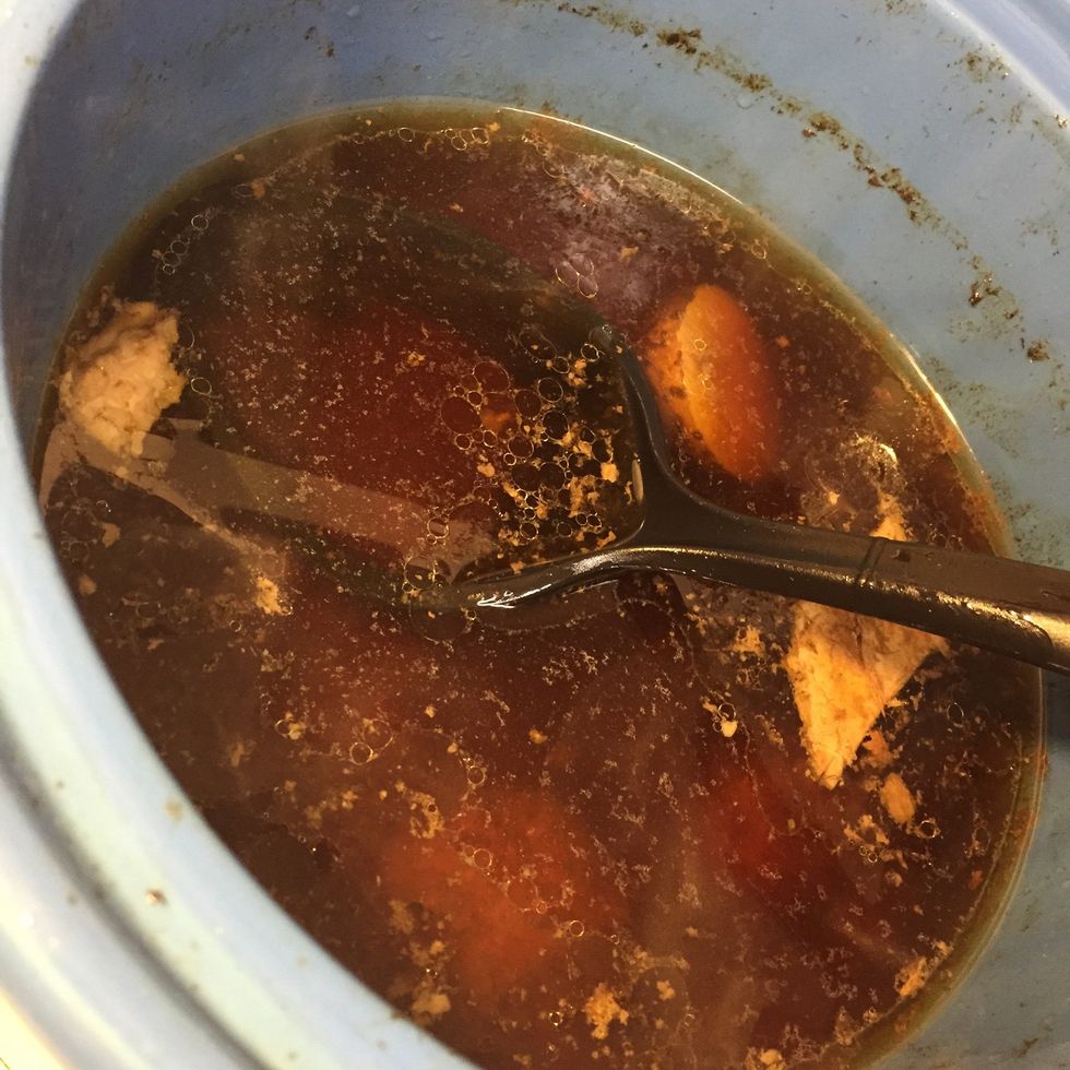 I used broth from a roast I made in the crock pot the other day
