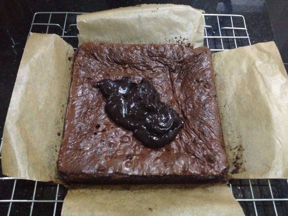 I used chocolate ganache, you could too. But I had leftovers which was why I used it. If I didn't have any on hand, I would not go thru the trouble to make it. Melted choc would work just as good.