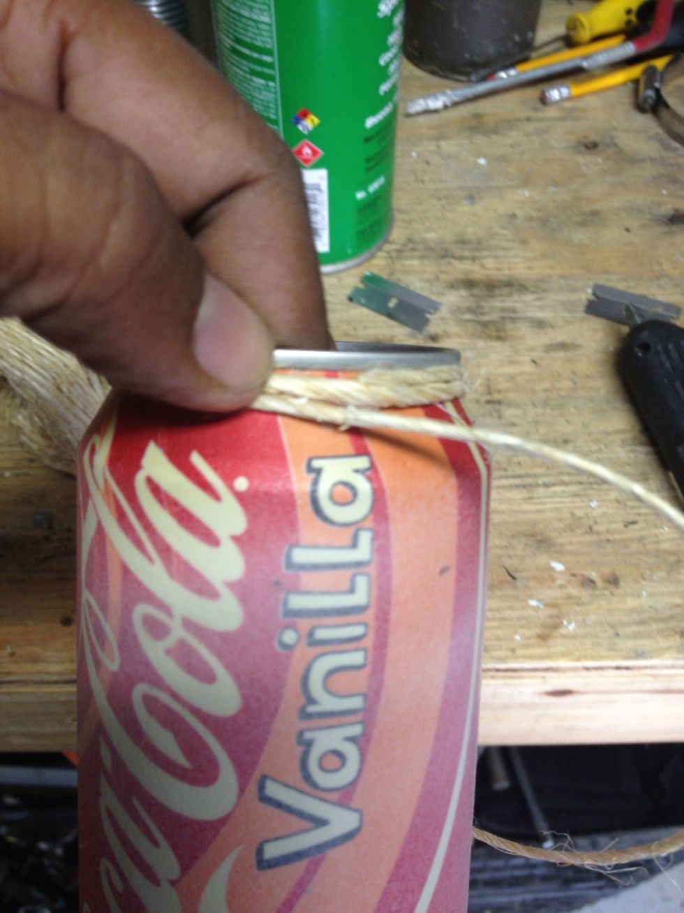 I used my glue gun to hold down the initial twine.