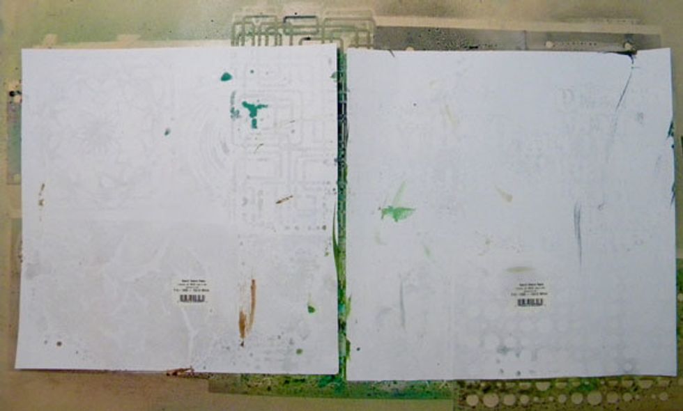 I used my hands to smooth out the cardstock over the stencils and soak up all of the spray. I love this technique because it's like Christmas when you lift them off to reveal the images!