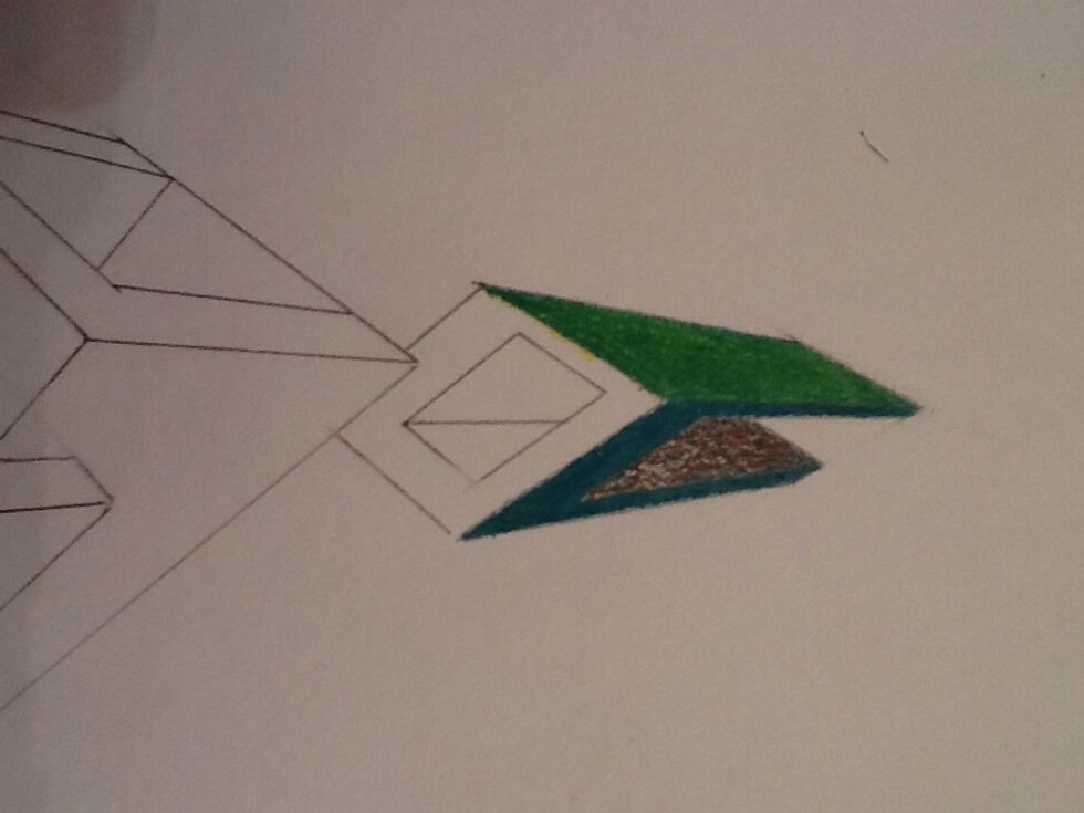 I used red (green's complement) to make the next section darker. Each side should look like a different value of green.