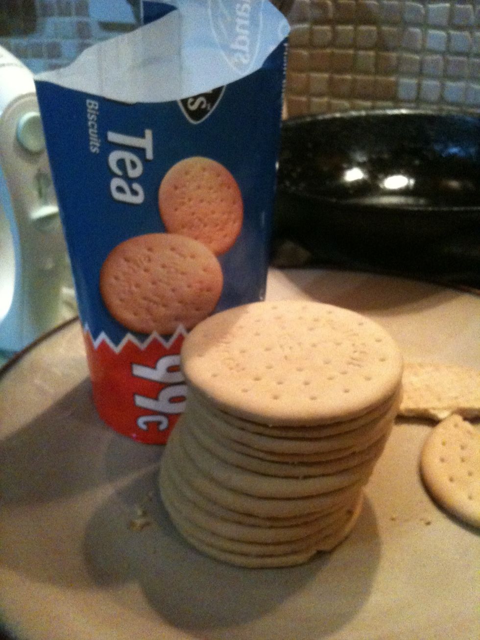 I used rich tea digestive biscuit. Take them out of the pack..