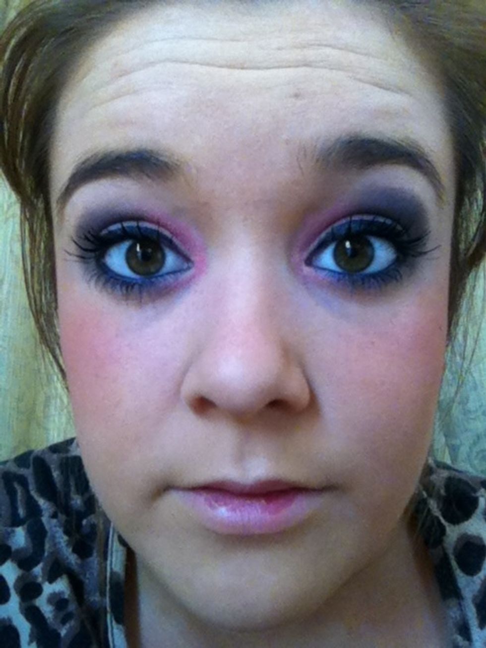 i used rimmel scandaleyes mascara a couple of coats to boost my lashes :)