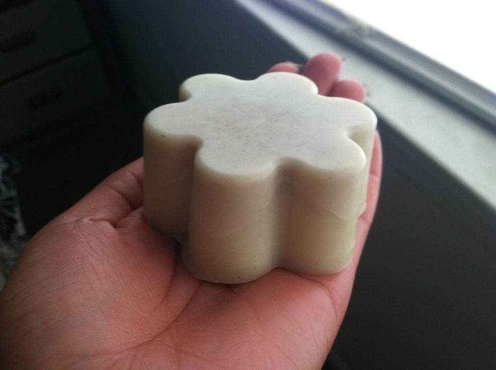 I used slightly more of the butters & oils for this bar than beeswax. I wanted it to give a sheen & a smooth feel. It is a softer bar than ones with more wax. It has a vanilla scent with some lavender