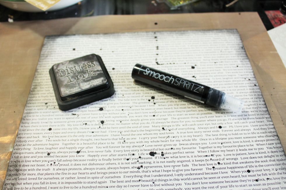 I used Smooch in black to splatter the words page.