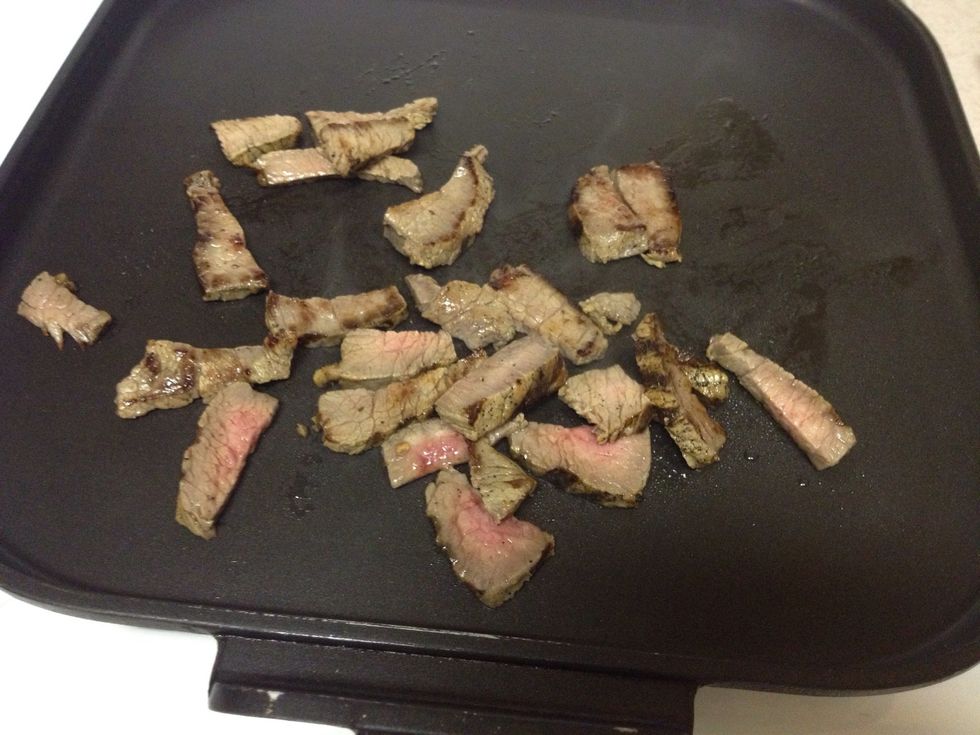 I used some leftover beef tenderloin and re-grilled it. You can feel free to use any beef or meat you have available.