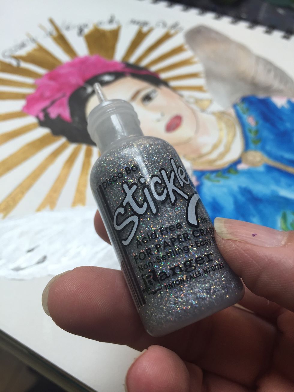 I used stickles to highlight the silver wings