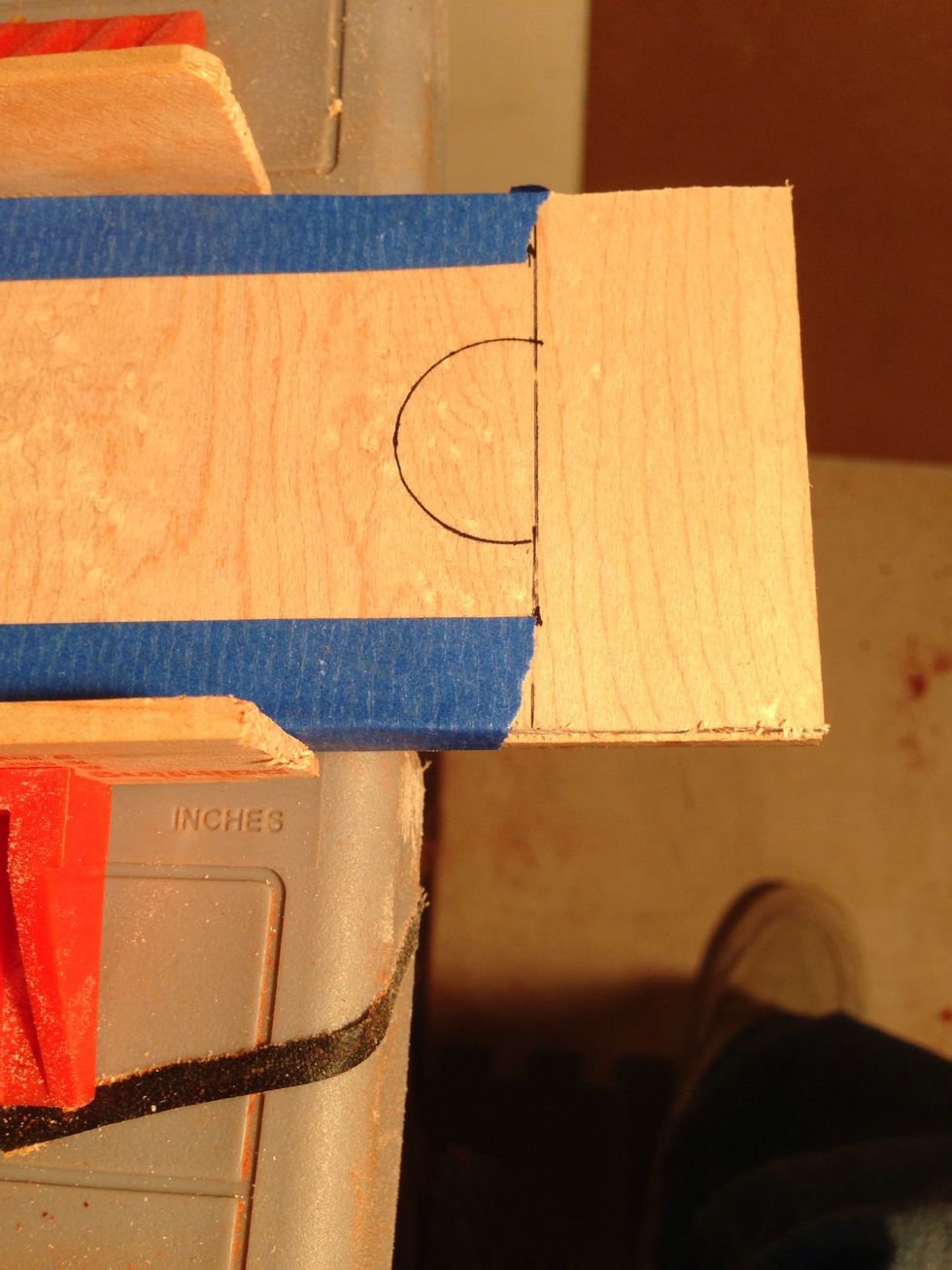 I used the blue painters tape to protect the wood.