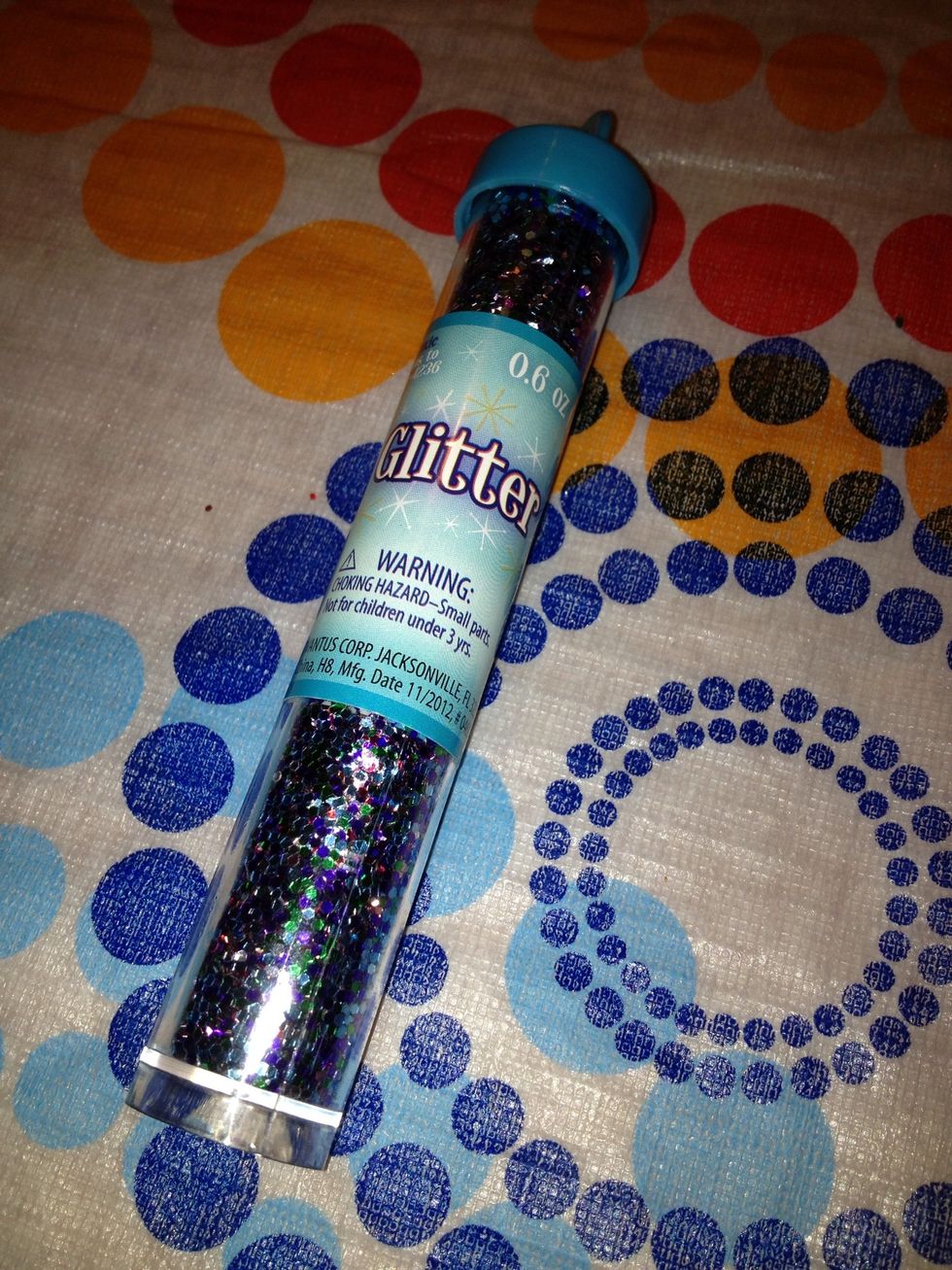 I used the entire contents of three different sizes and colors of glitter.