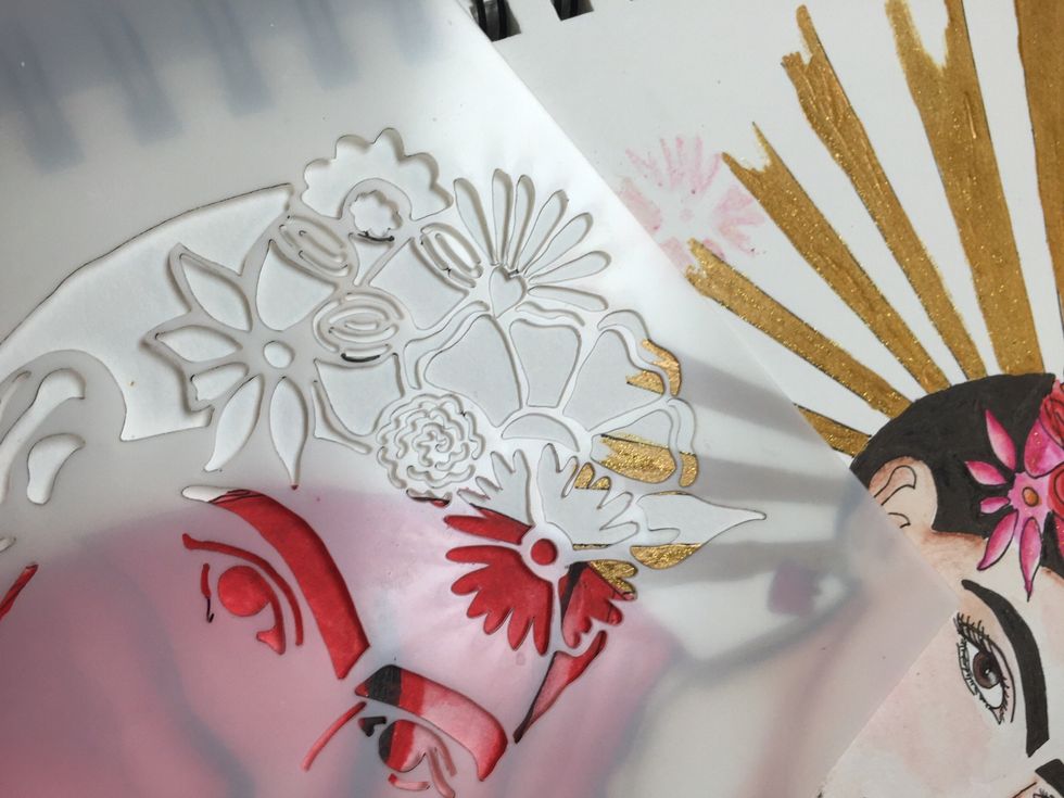 I used the flowers in her head to add a bit of a pattern in the back