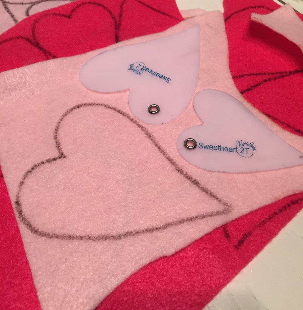 I used the heart from Sweetheart and Tiny Sweetheart and traced them into the felt.