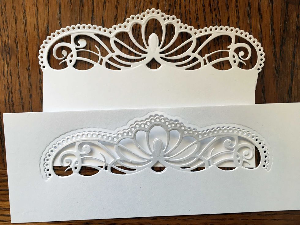 I used the Heartfelt Creations Regal order and Pocket dies set.  This die set has eight dies with two regal borders and different  background dies to go with this set.