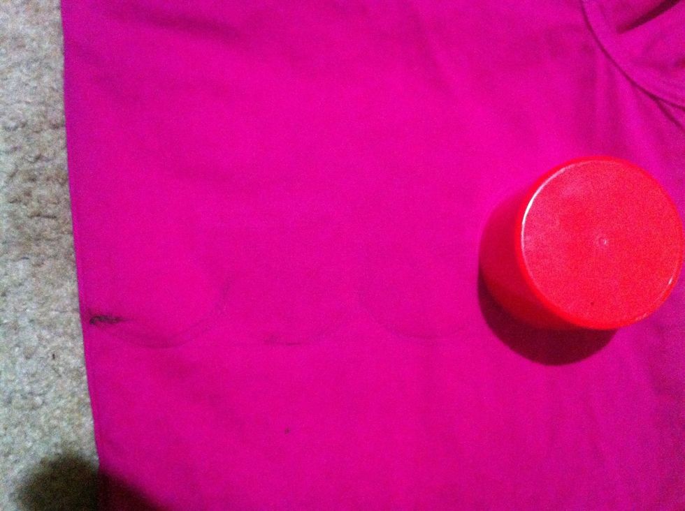 I used the lid to a spray can a a template for the semi-circle for consistency. Also, using the straight edge, draw a line across to keep them evenly positioned.