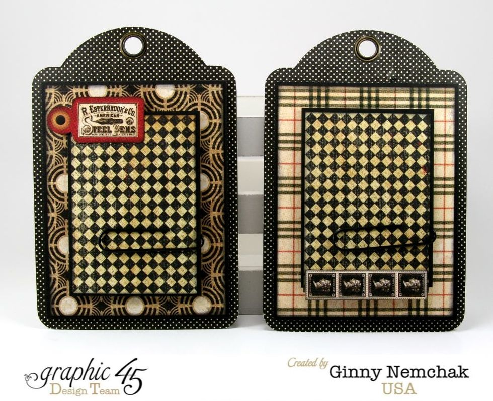 I used the new Graphic 45 Staples Alpha Banner Tags. Since they are already finished with coordinating patterns it saved a ton of time ...supplies and bulk.  That's a craft win!!!!