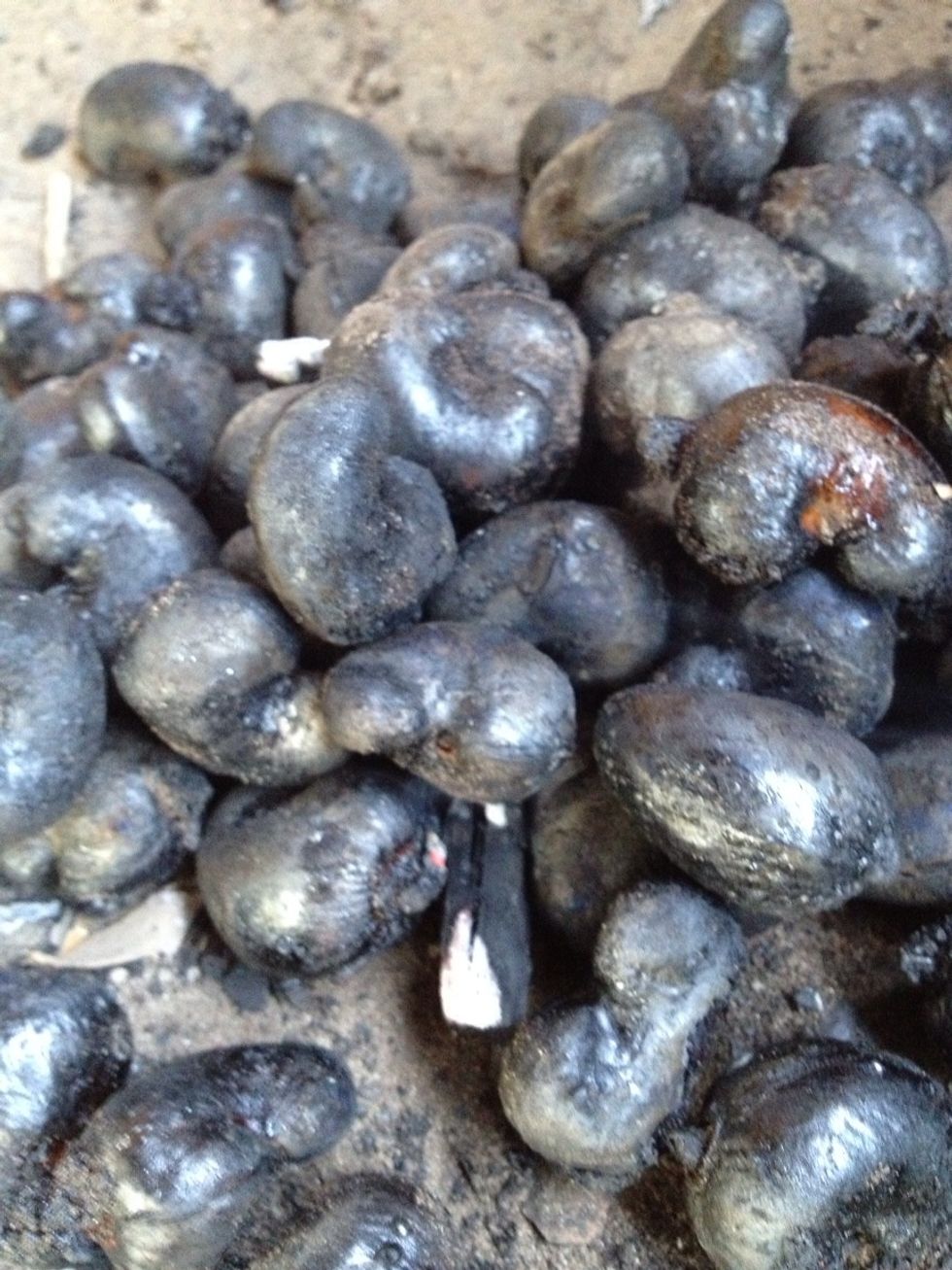 I used the old ash from the grill to put out the fire. It's easy to burn them so timing is everything. Cook time was around the 10min mark.