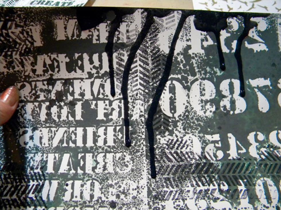 I used the rest of the black mixture to create drips on some of the papers.