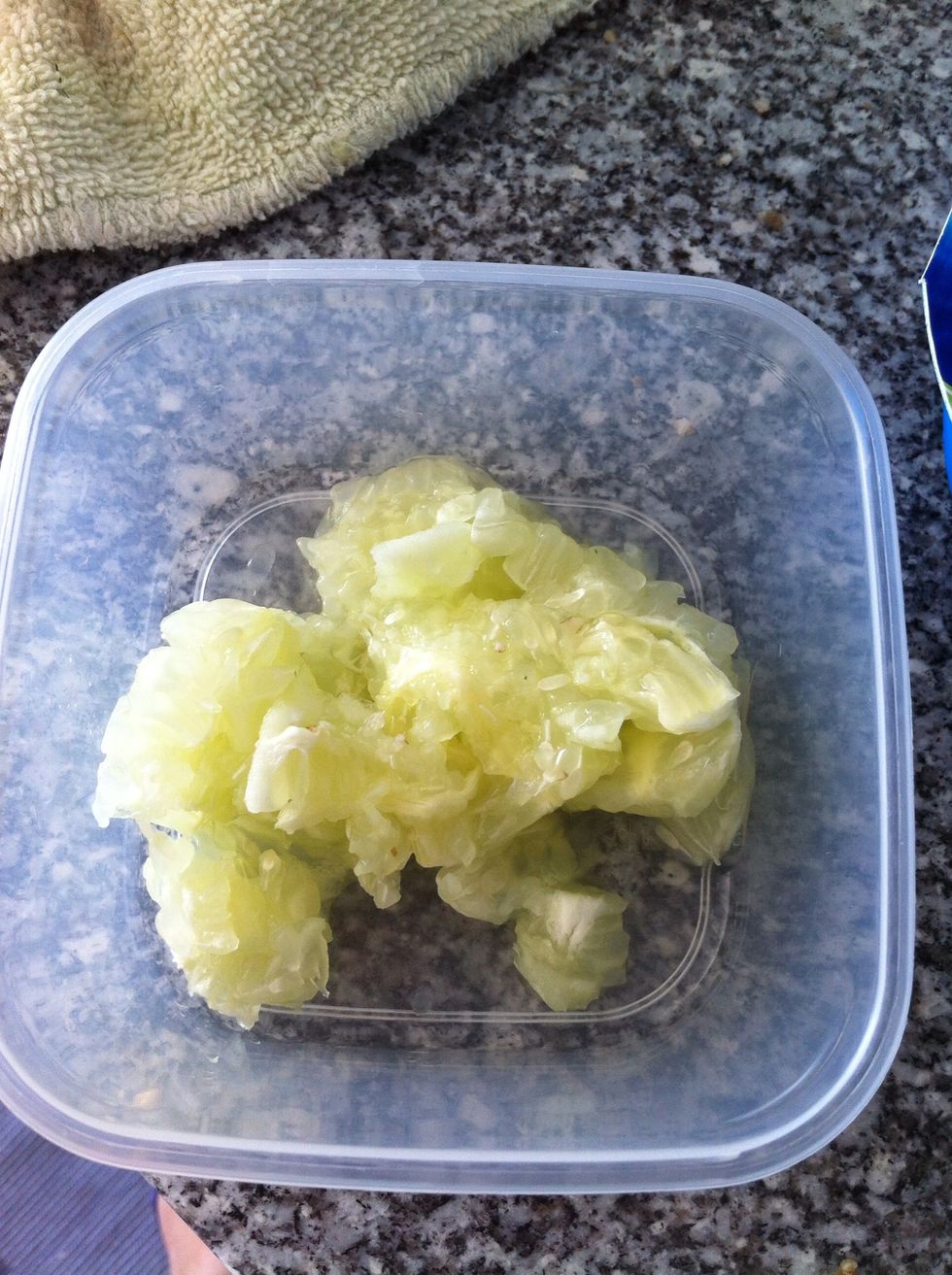 I used the scrapes of cucumber that was left from my tabouleh recipe