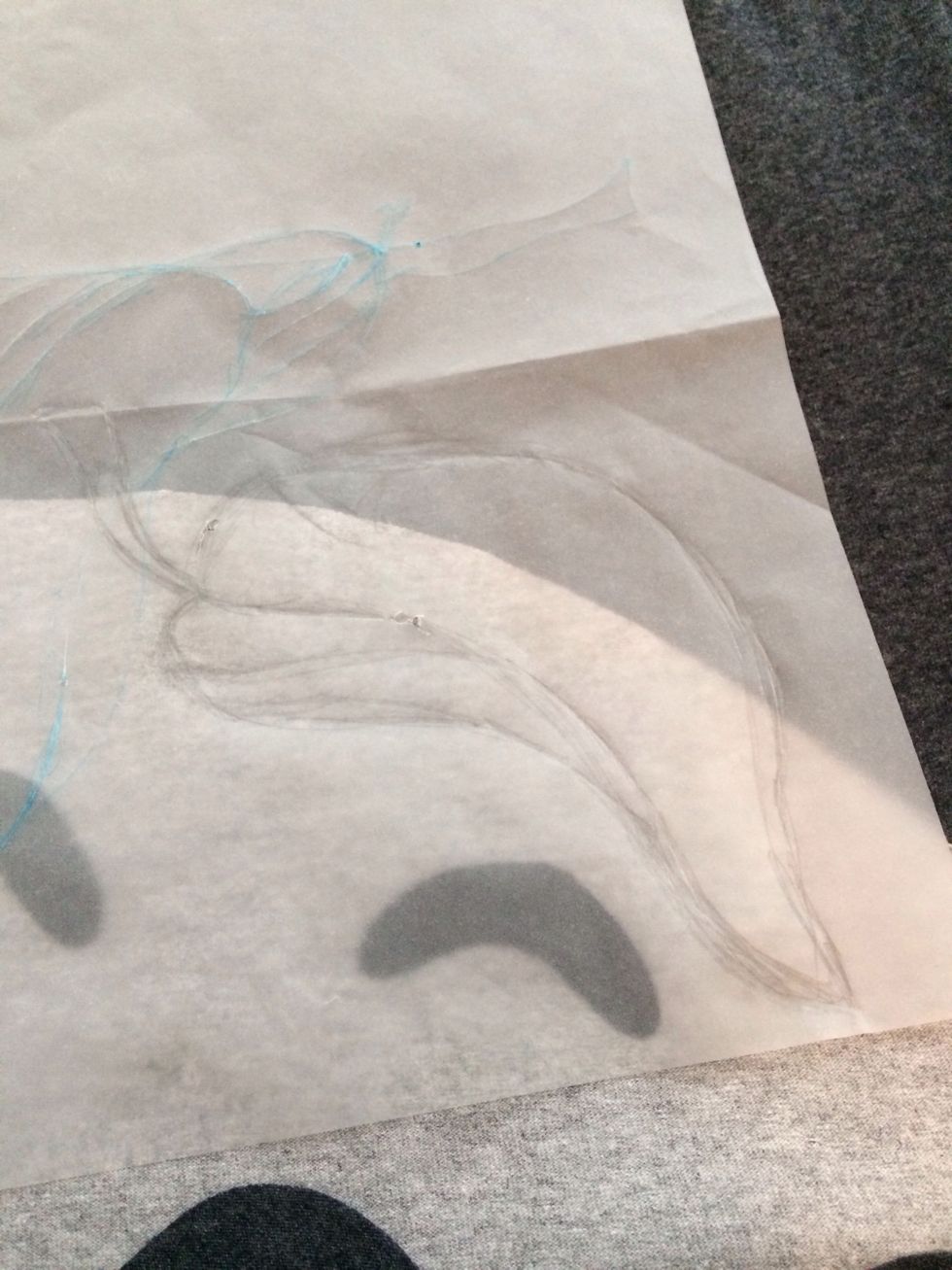 I used tracing paper to determine where I wanted to place the leaf to hide the pocket, the shape I wanted, and how big it needed to be.