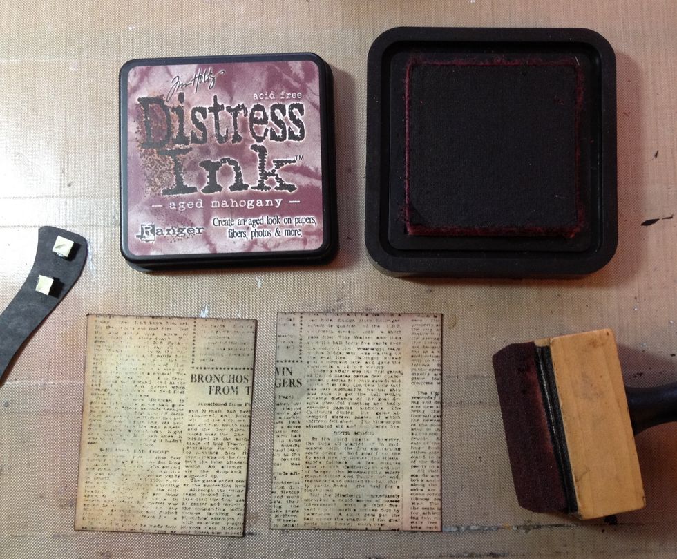 I used Vintage photo, Black soot and also aged mahogany distress ink.