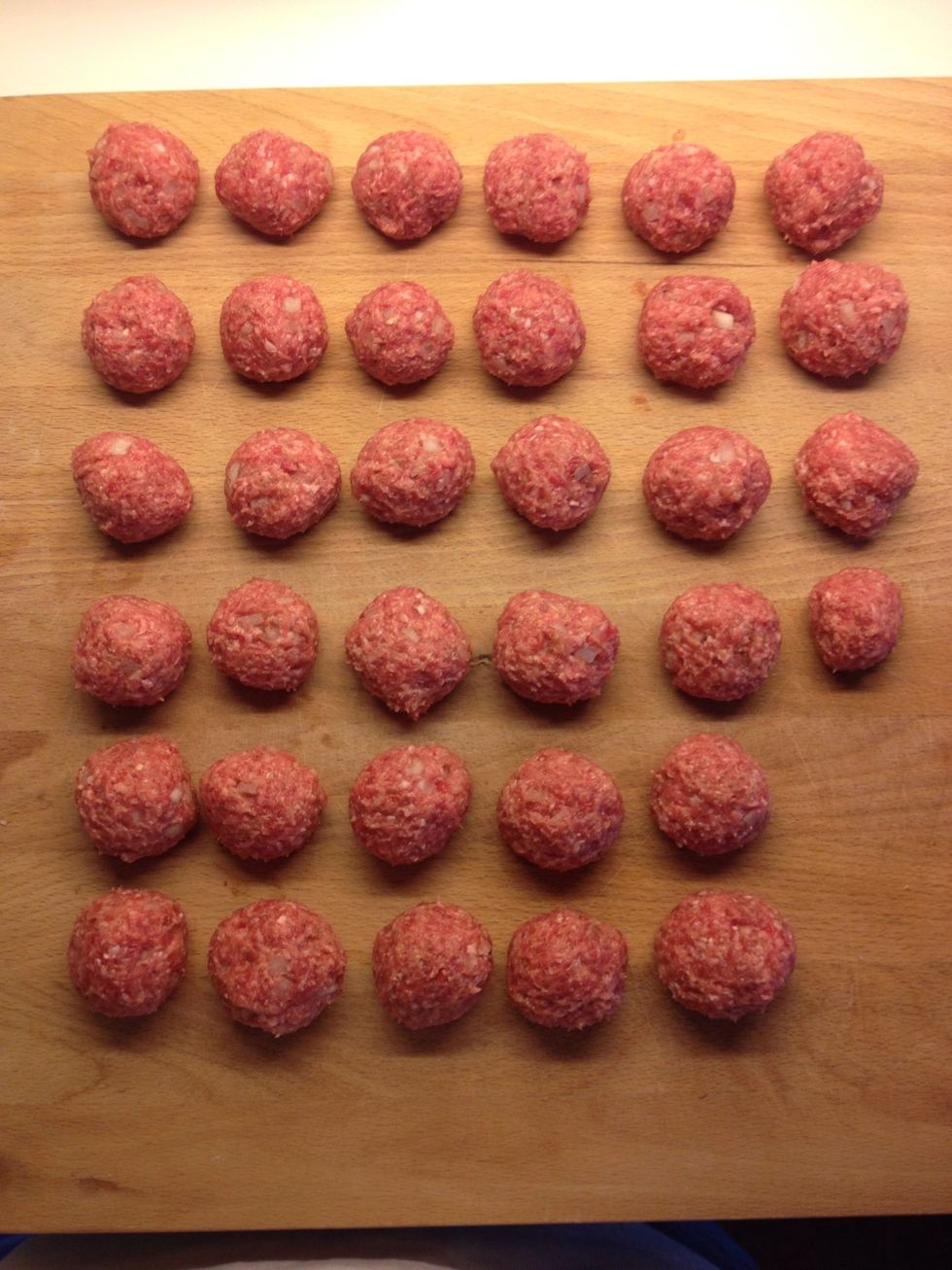 I usually get 30 to 35 meatballs. This time 34.