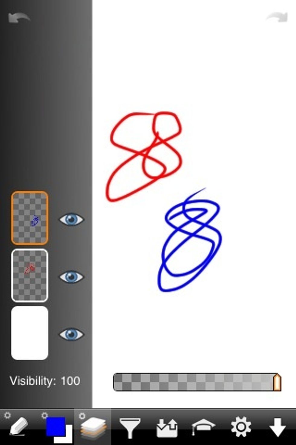 I've added another transparent layer and drew a little in blue.