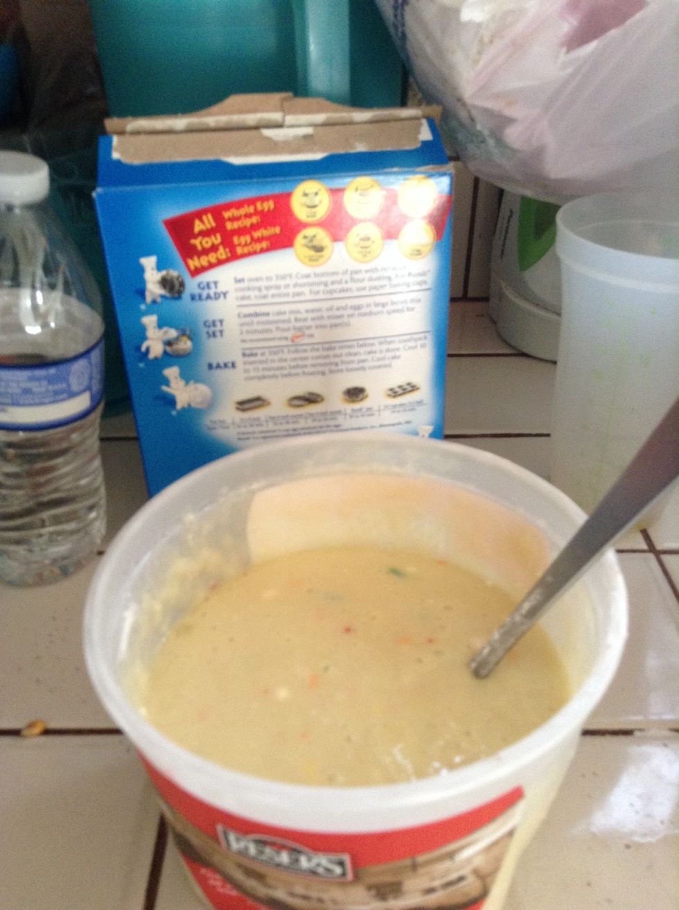 I've already added all the ingredients in the box and stirred it well