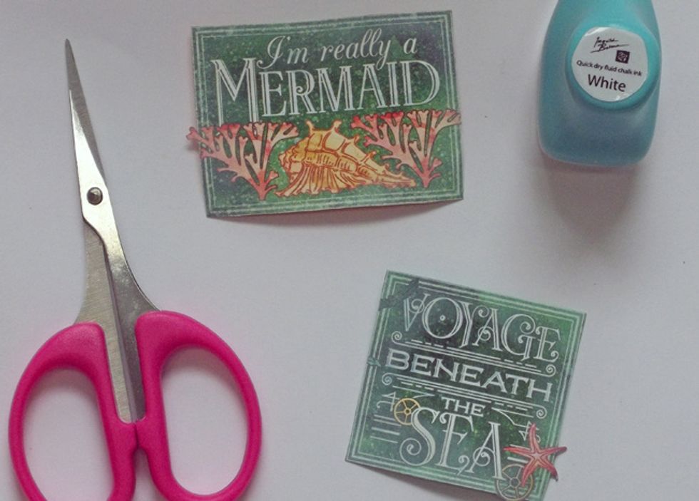 I've also added a couple of cut-outs from the Graphic 45 8x8 paper, which I inked with White Fluid Chalk Ink.