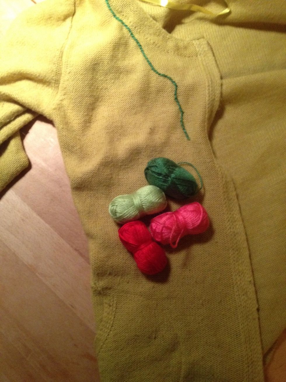 I've just started embroidering, and I needed an easy beginner project. This old lime green friend is going to be my first attempt.