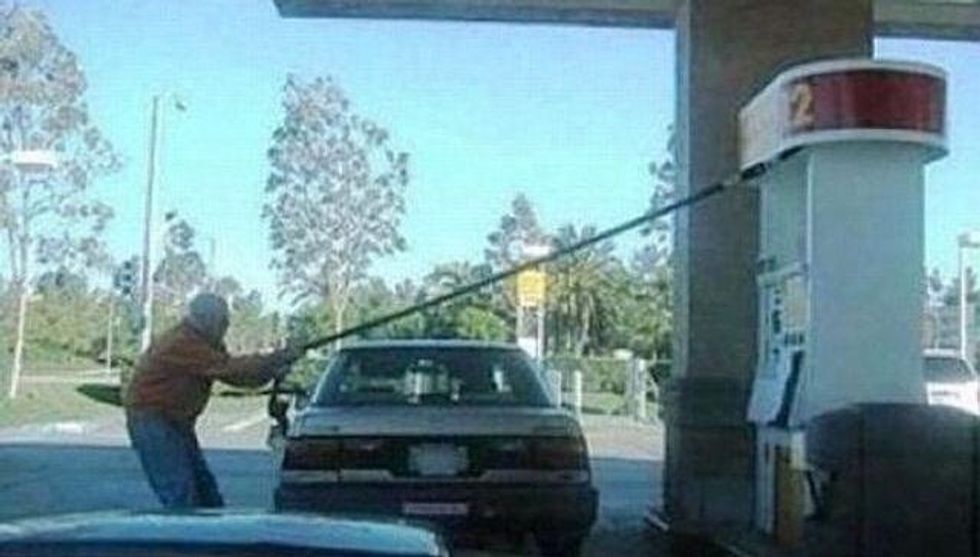 I've seen something like this a number of times. Well this guide will let you know which side of the car you have to pump gas in. Especially useful if you ever rent a car and forget to check.