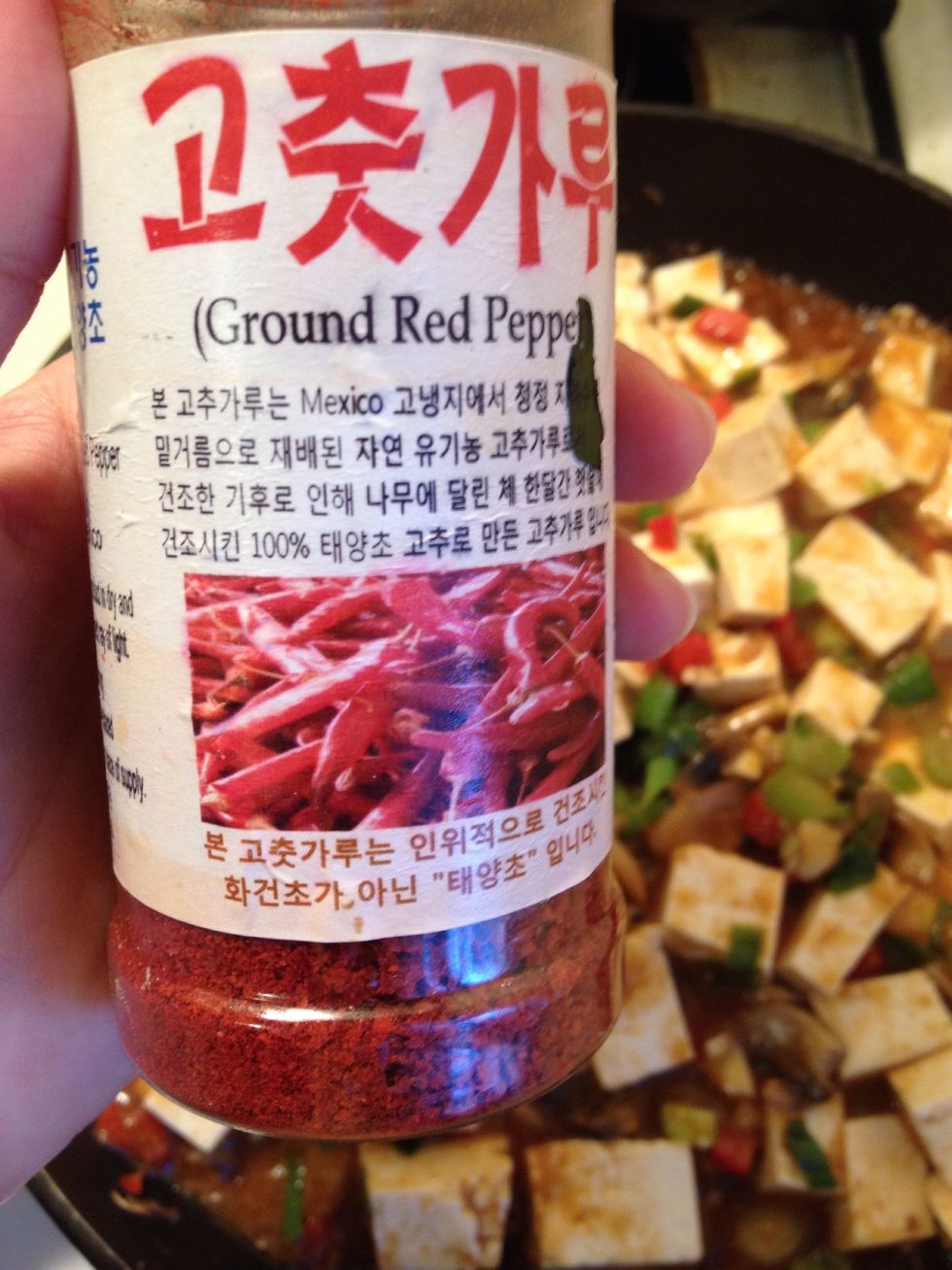 I want it to be just a bit spicy so I will add some Korean red pepper powder.