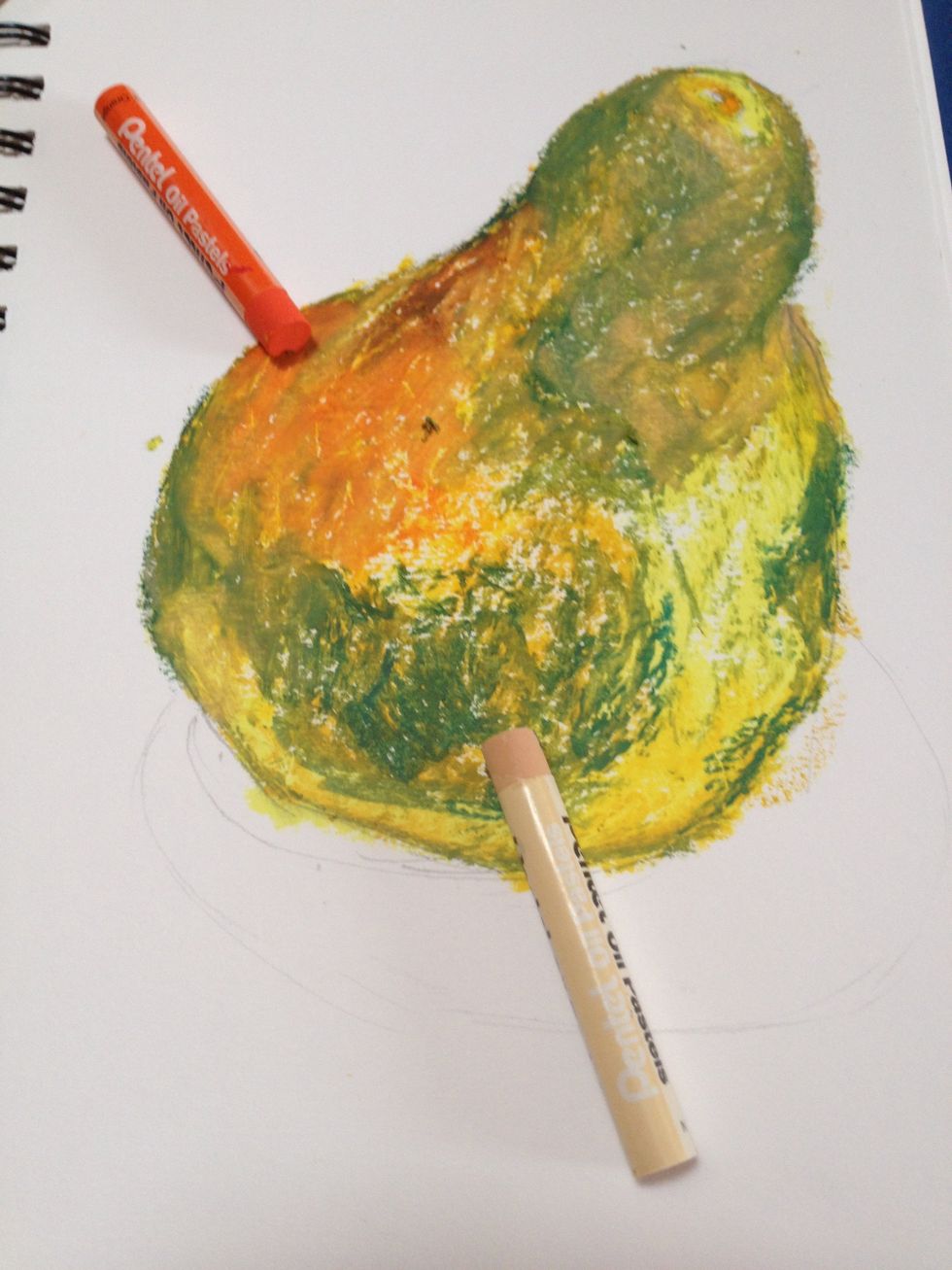 I want more pop of orange so I added a stronger color and a peach over the other areas to blend them. White is often too harsh so try a neutral first.