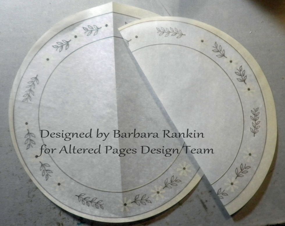 I want to make some pages irregular by using folded tags and these beautiful circular Serviette papers. Fold each paper or tag in half, or off center for interest, and insert between the pages.