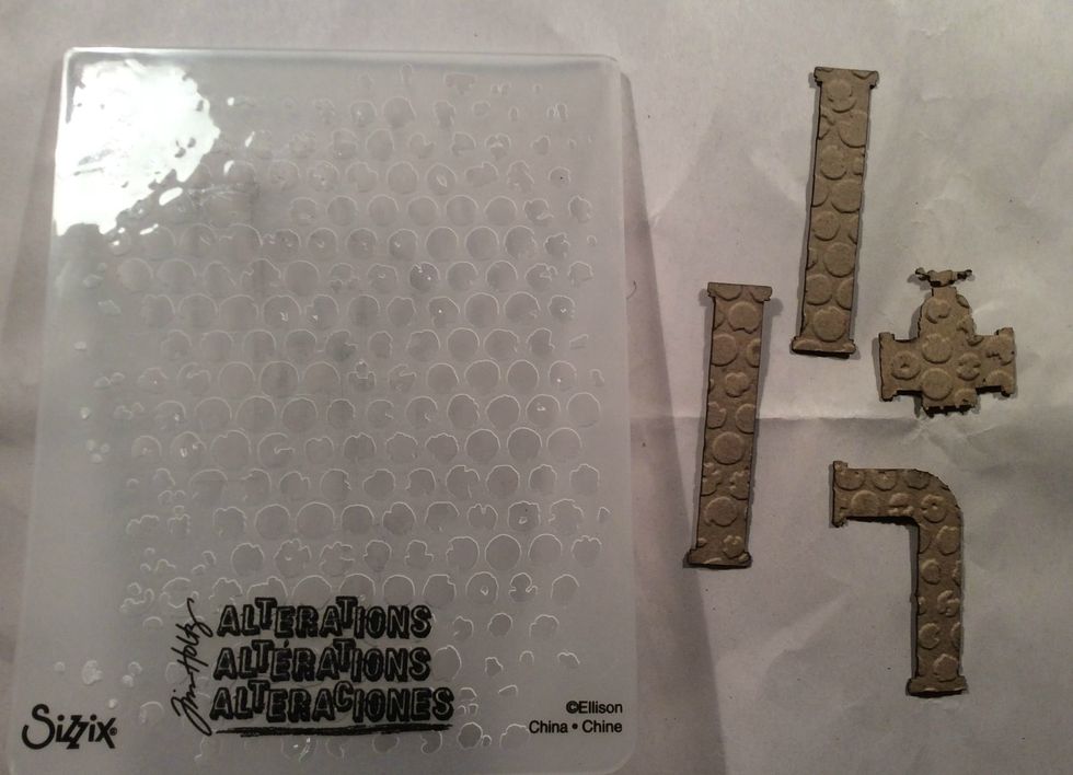 I wanted my chipboard pipes to have texture so I ran it through the Vagabond using a texture fade. You can use whatever fade you might have that will provide the texture you like.