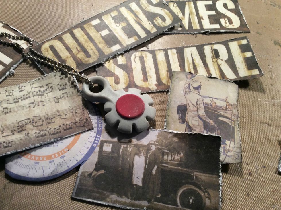 I wanted some of my ephemera with distressed edges instead of the crackle paint. I like the mix and match of items being altered on a project. It provides more interest.