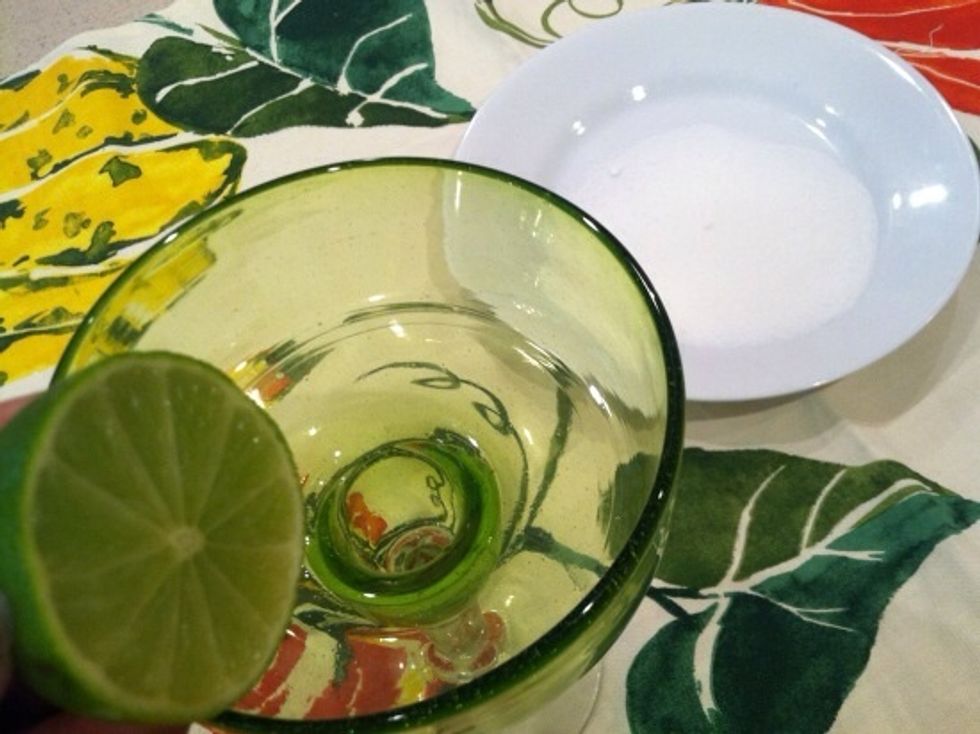 I was so enamored with the way tequila so easily pairs with the sweetness of watermelon, that I made this for desert---Tequila Sherbet. Rub the rim of a margarita glass with a lime wedge.