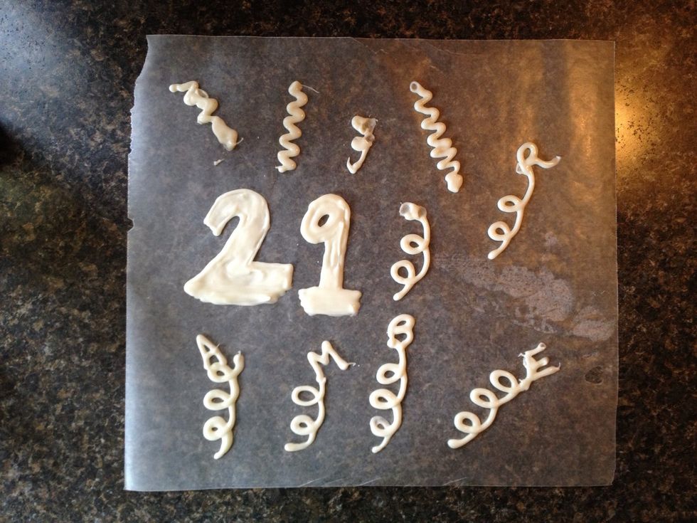 I was taking this to a birthday party, so, I drew some fun decorations with white candy making chocolate.