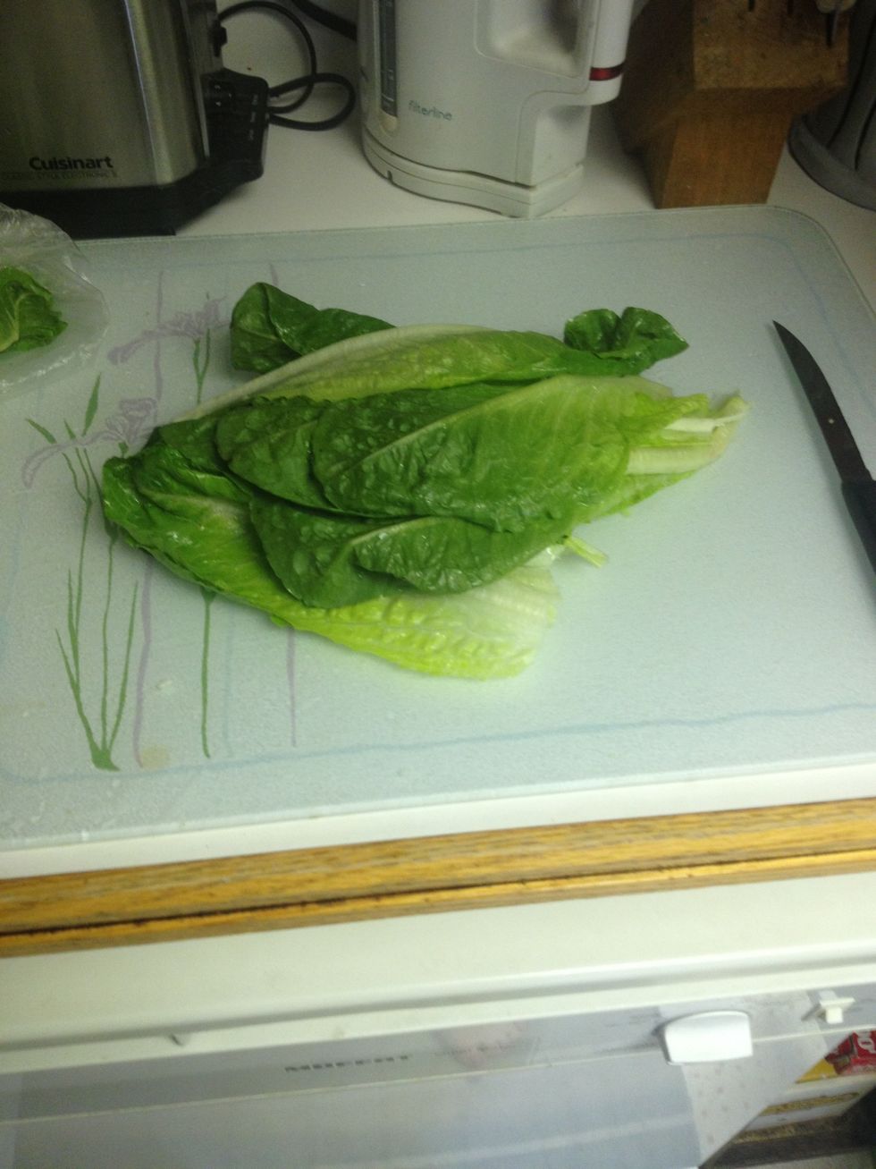 I washed some lettuce. I wish I had spinach but this is a fridge emptying salad.
