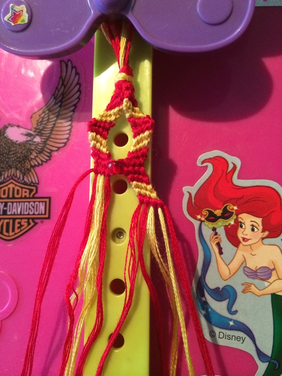 I went ahead and did the right side first. Now it's time for me to knot the left side.