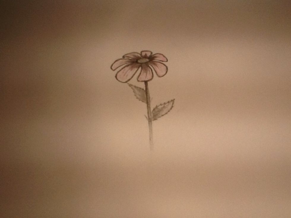 I went for a pink shade on the leaves, going darker around the shaded parts (excuse the camera for the few details)
