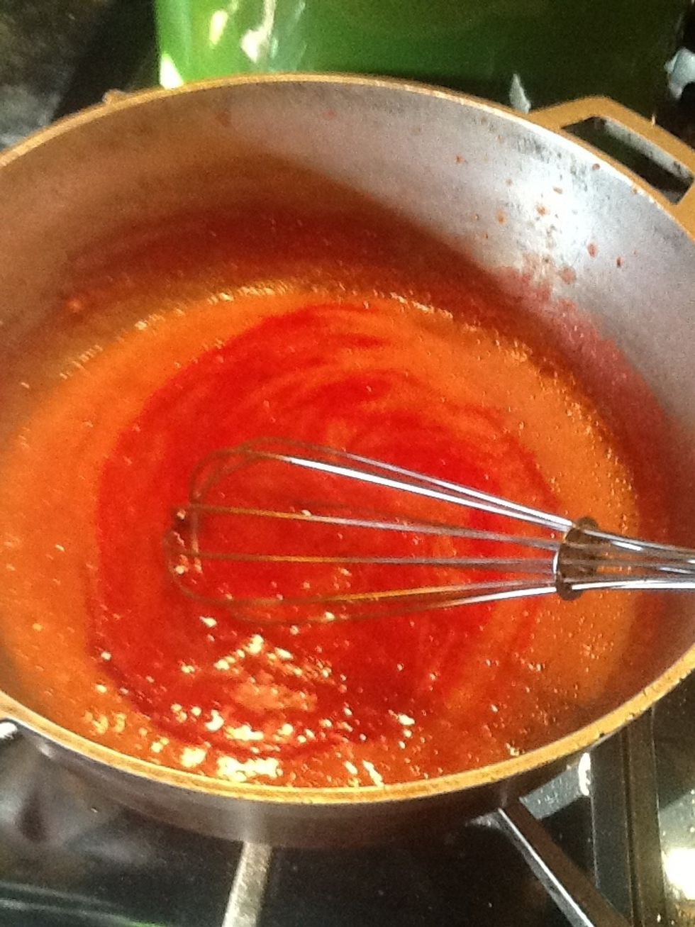 I whisked it in..let it cool down a few minutes.