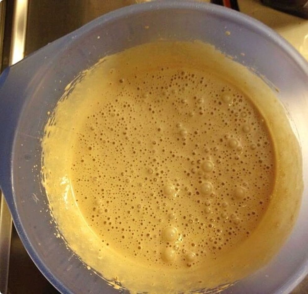 I whisked the batter for about 6 minutes. The fluffier the better, and you don't want any undissolved sugar left.