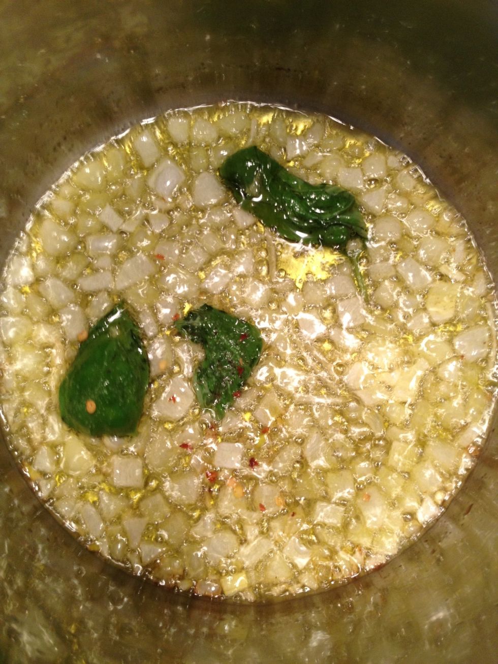 I will cook the pepper flakes for a minute or two.