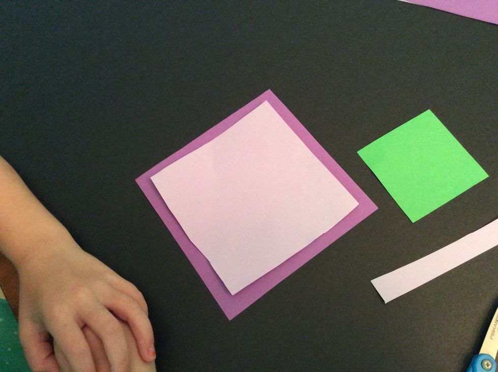 I will put my cut square on top of my other large square.