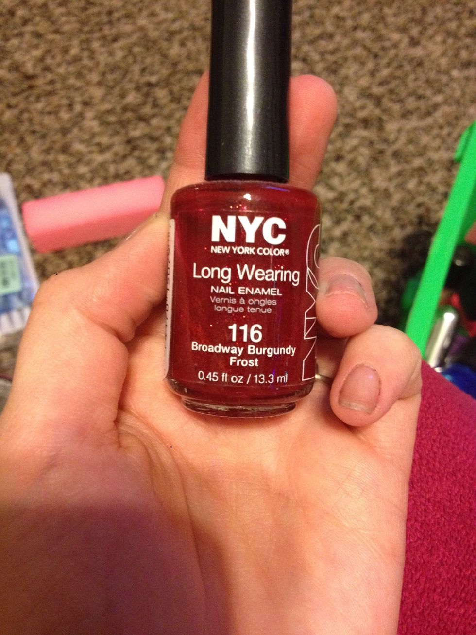I will show my supplies as I go... First begin with the most awesome glittery red you can find!