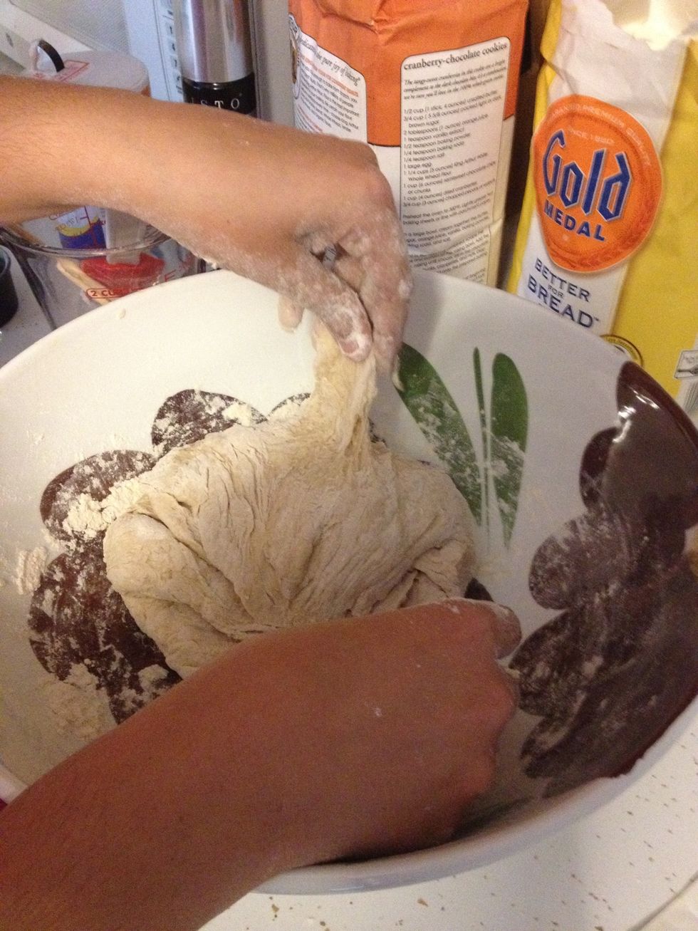 I work my dough inside the big bowl. Knead the dough some more until it become smooth, elastic and just feels nice.