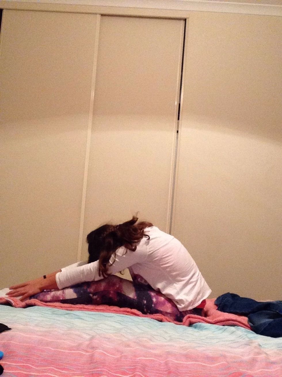 I would stretch ur legs first that's the main thing about this trick