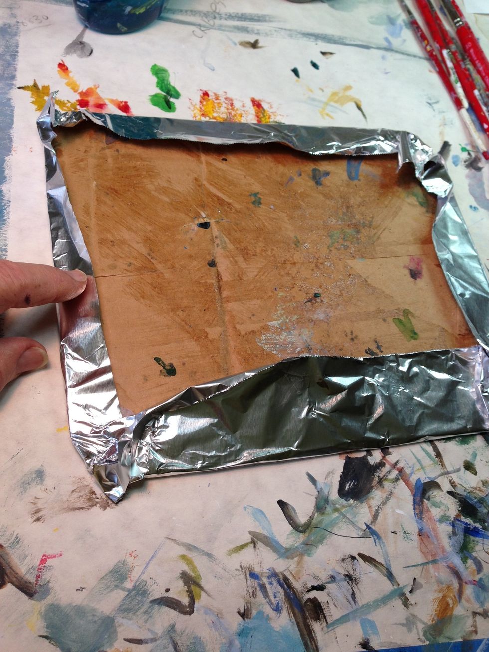 I wrap cardboard in foil for my palette.